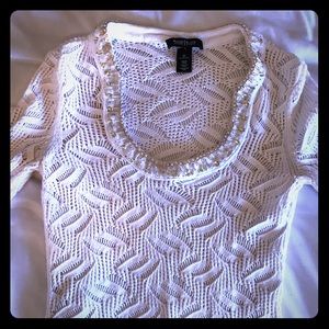 Gorgeous knit top with beaded neckline